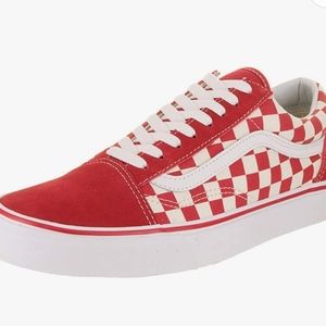 Prelove Suesex Vans low Top Checker Sneakers Color Red and white Men's 6 WM 7.5
